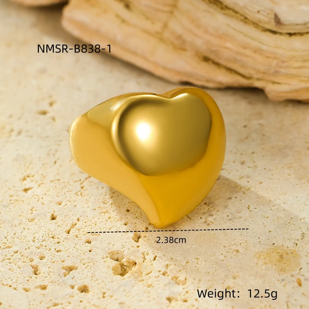 Chunky Heart Rings 18k Gold Anti Tarnish
