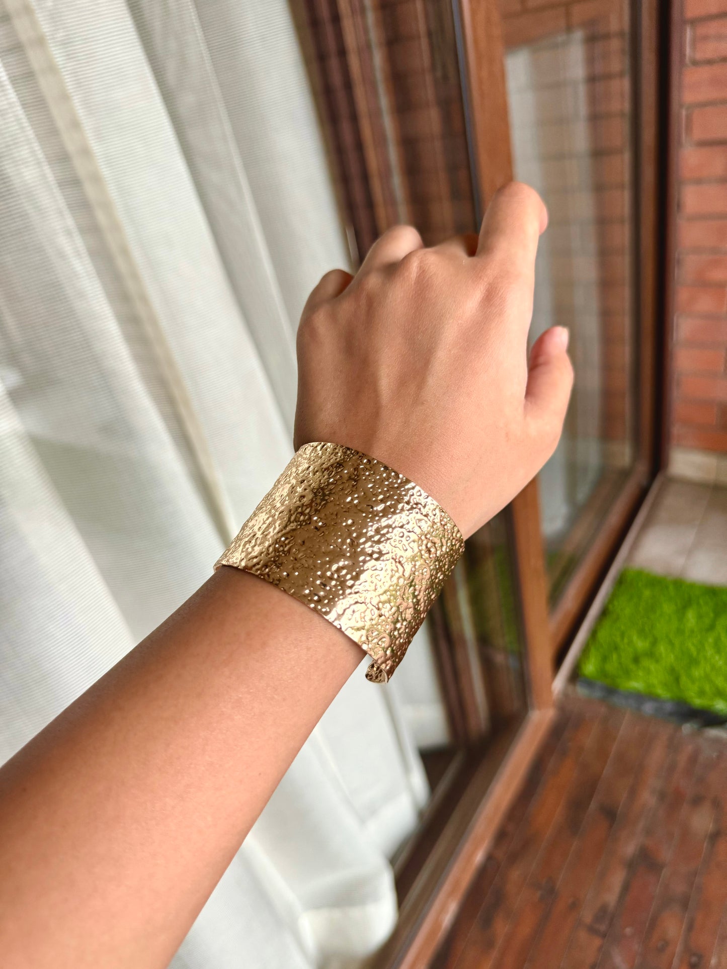 Lavender Chunky cuff bracelet Anti Tarnish