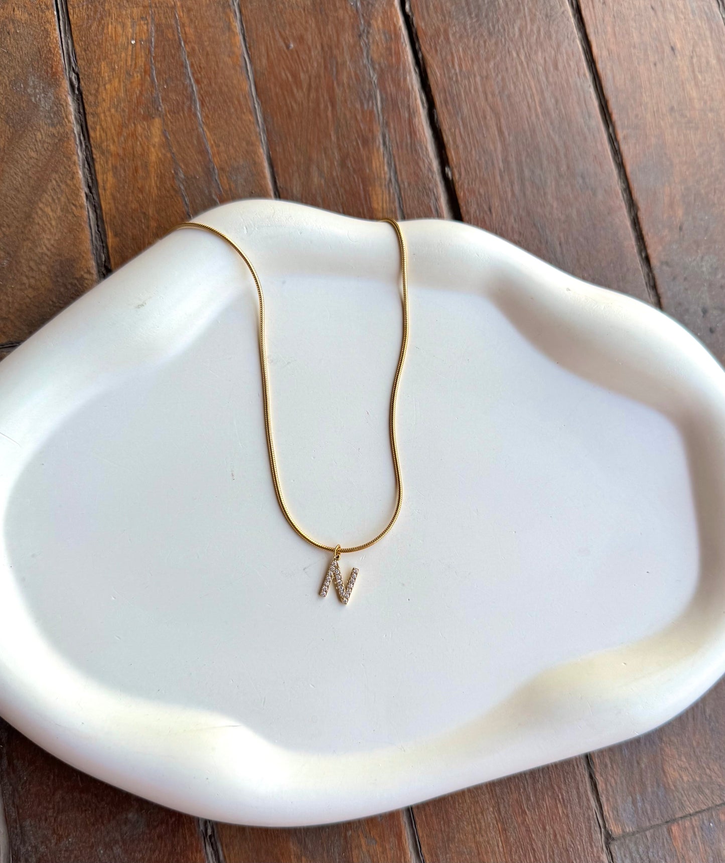 N initial 18k Gold Anti Tarnish Necklace