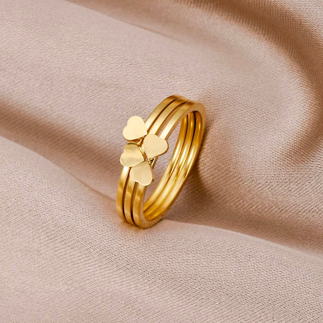 3 in 1 Rings 18k Gold Anti Tarnish