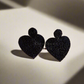 Black handmade bead, heart earrings
￼
