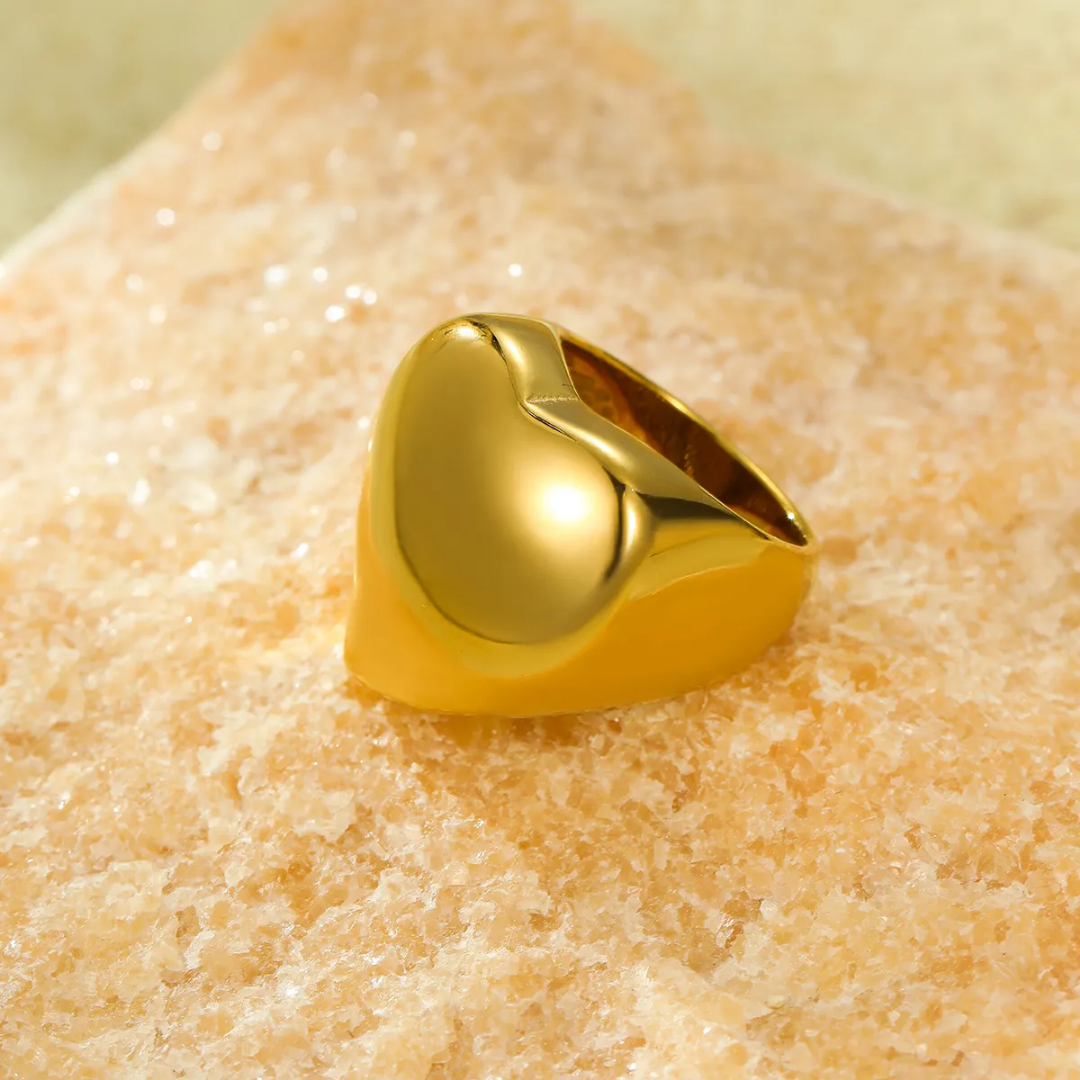 Chunky Heart Rings 18k Gold Anti Tarnish