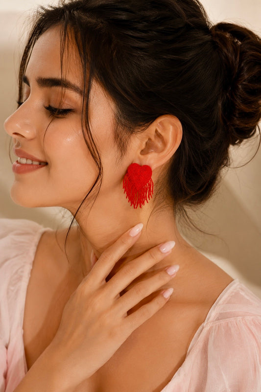 Heart beaded earrings combo of 2