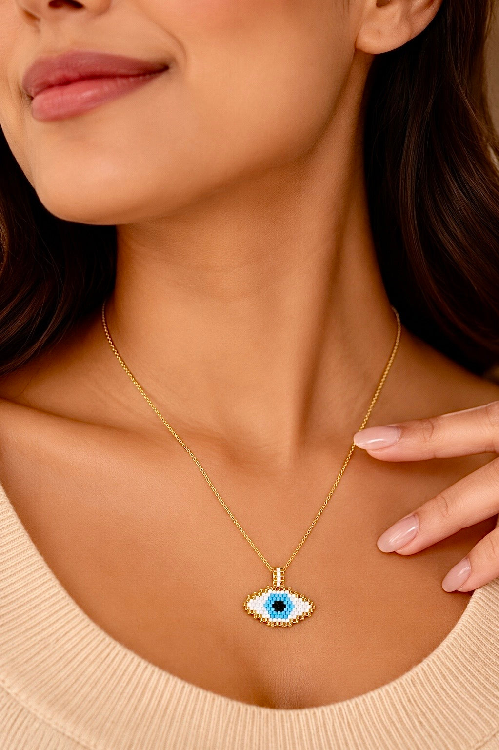 Evil Eye Pendant Necklace ANTI TARNISH 18 K GOLD