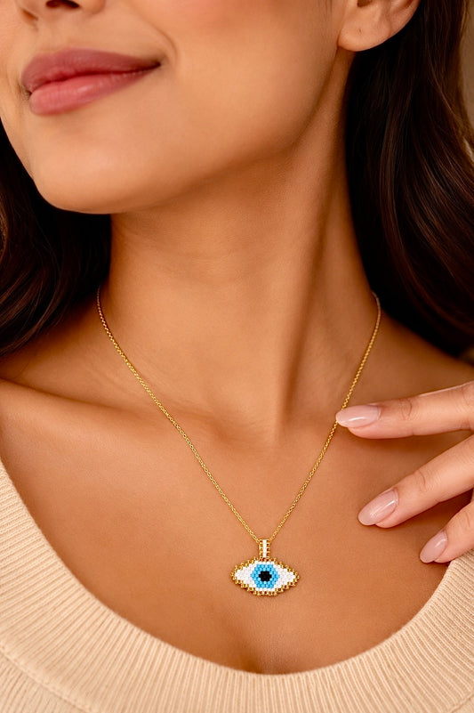 Evil Eye Pendant Necklace ANTI TARNISH 18 K GOLD