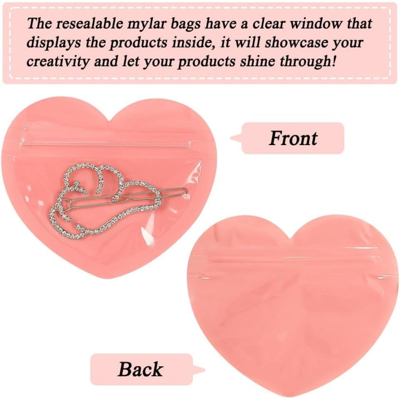 Ziplock jewellery pink heart pouches