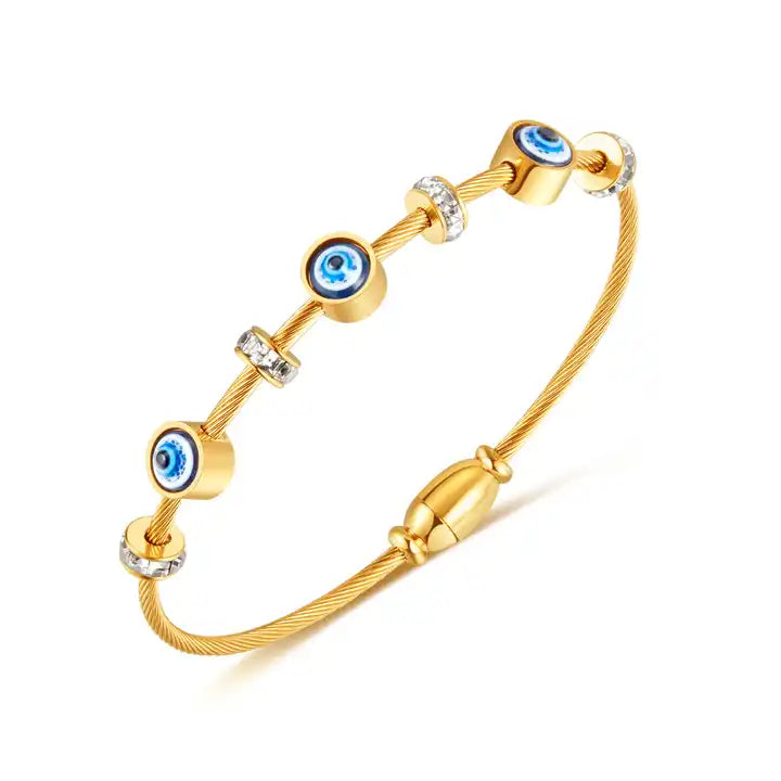 Evil eye Bangles bracelet 18k Gold Anti Tarnish