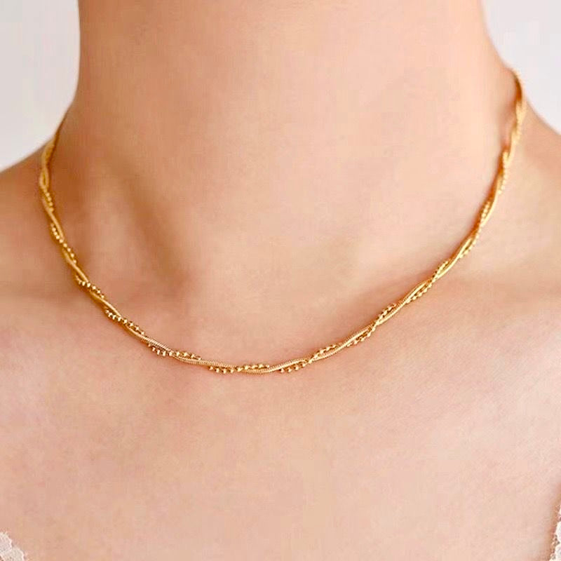 Twirled Necklace 18k Gold Anti Tarnish