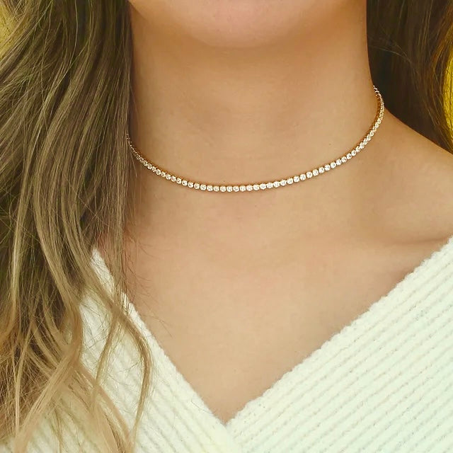 Tennis necklace 18k Gold Anti Tarnish