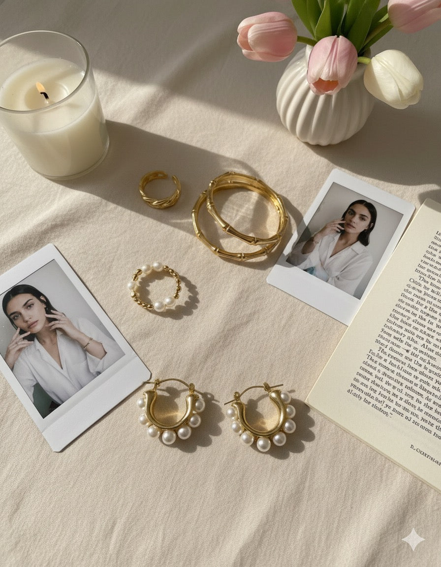 Olive Pearl earrings Demi fine Tarnish proof