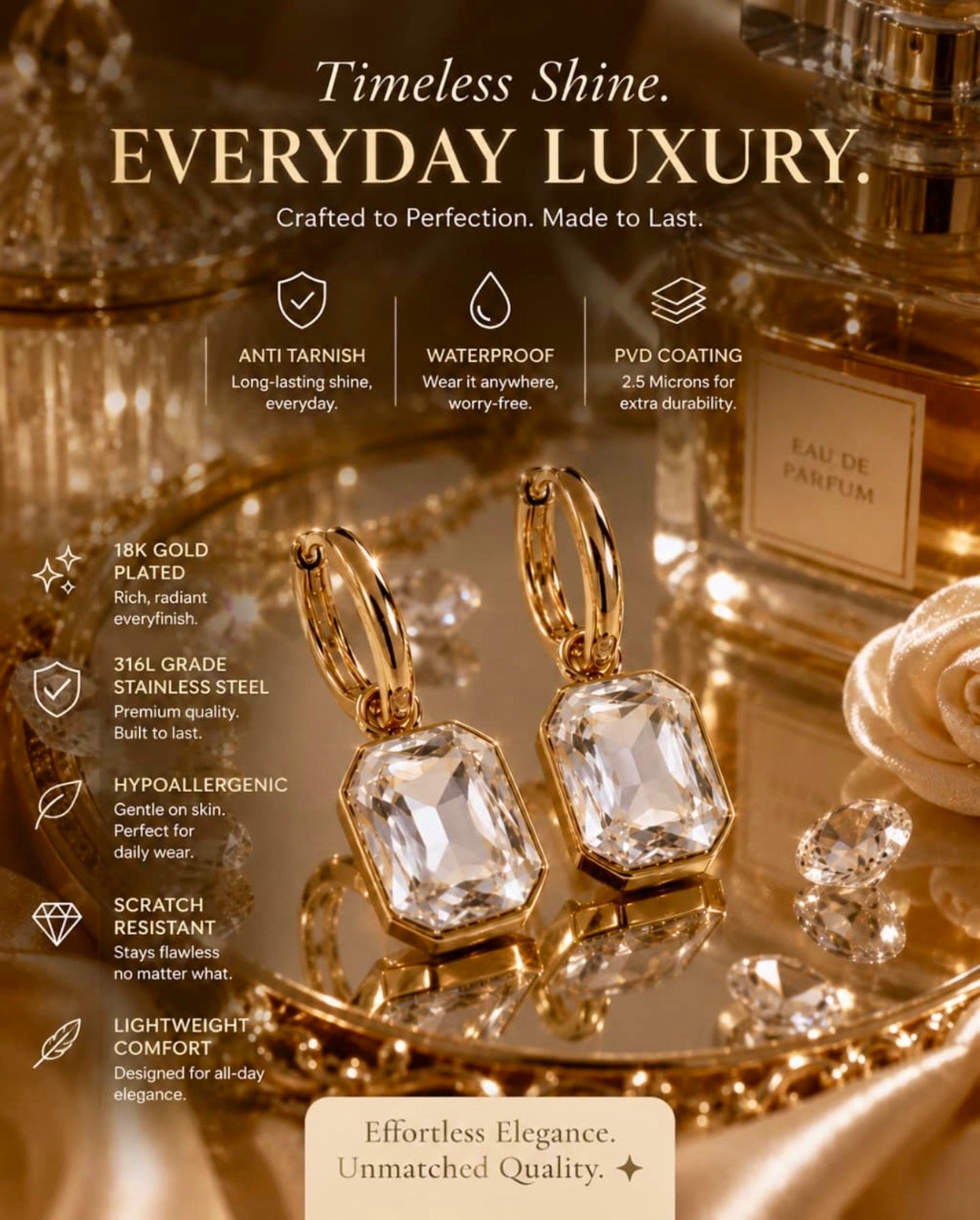 Isabella Earrings 18k Gold Anti Tarnish