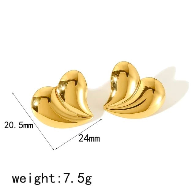 Hearty Earrings 18k Gold Anti Tarnish