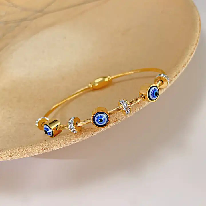 Evil eye Bangles bracelet 18k Gold Anti Tarnish