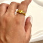 3D Heart Rings 18k Gold Anti Tarnish