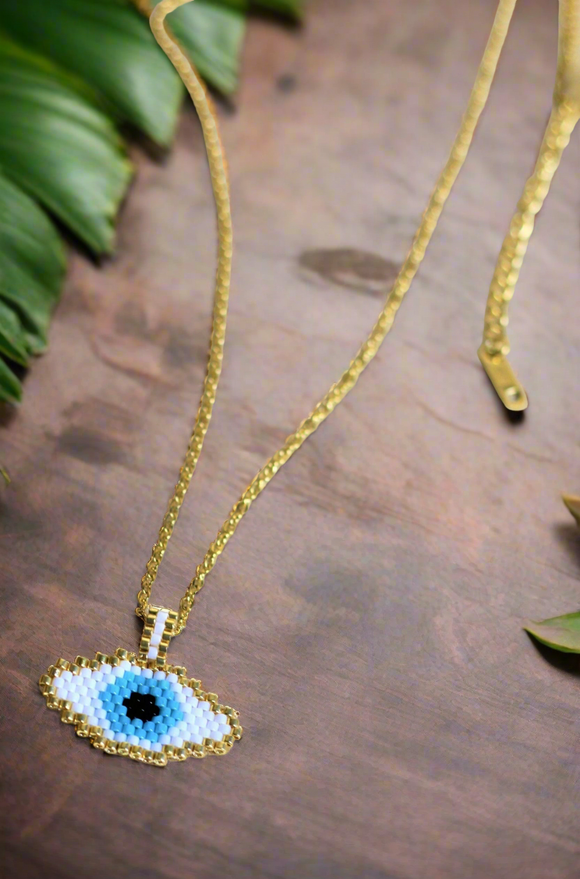 Evil Eye Pendant Necklace ANTI TARNISH 18 K GOLD