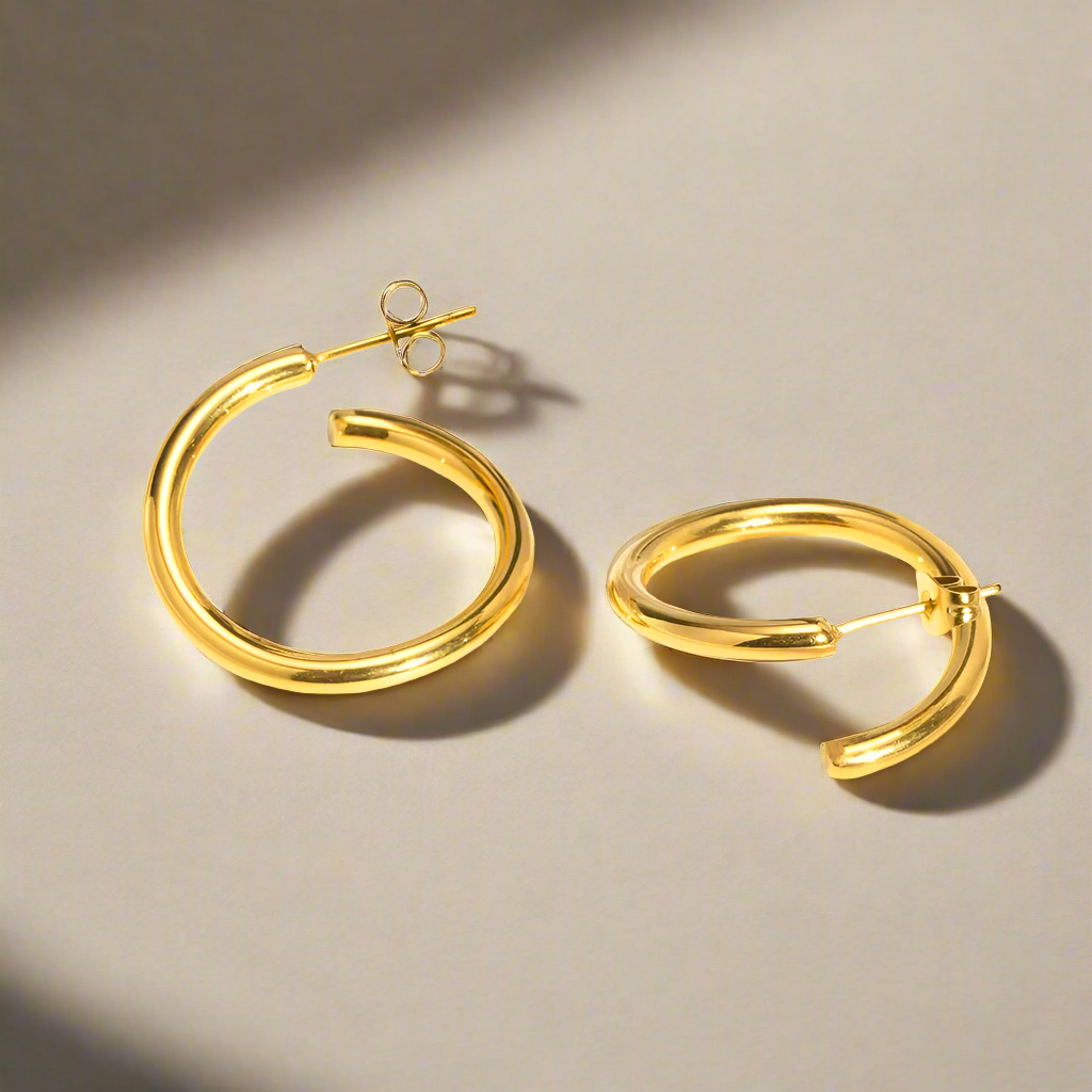 Spiral me -Tarnish proof 18k Gold stainless steel hoop earrings