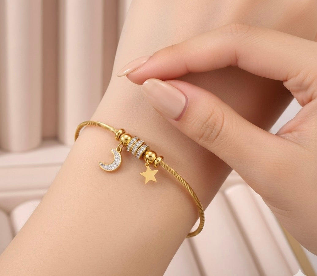 Charm Star moon Bracelet Anti Tarnish