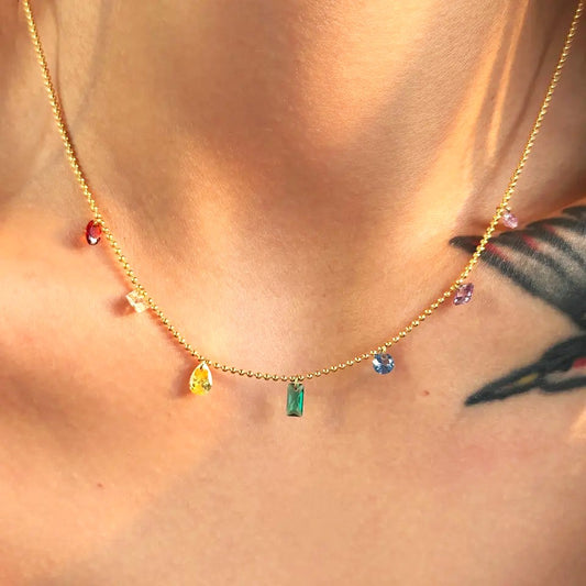 Necklace- Tarish Proof 18k Gold multicolor waterproof, stainless steel hypoallergenic