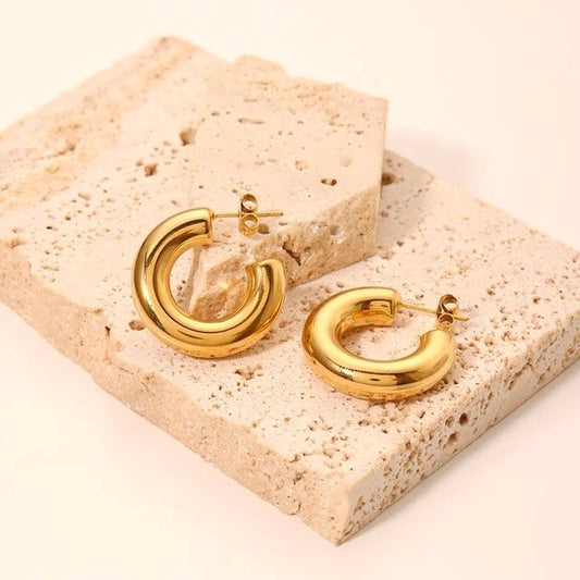 Azura Hoop Earrings 18k Gold Anti Tarnish - SASSYNESS