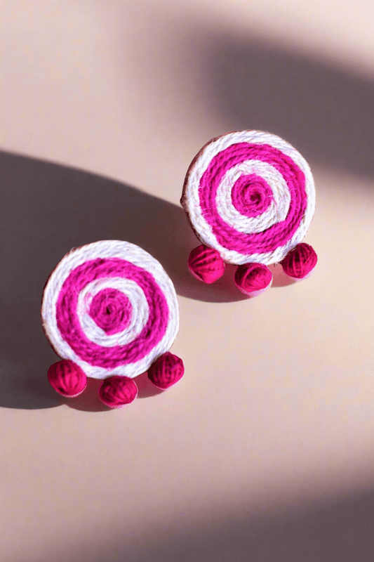 Boho spring - Handmade white pink earrings - SASSYNESS