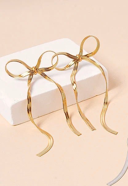 Bow knot 18k earrings Gold Anti Tarnish limited stock - SASSYNESS