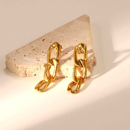 Chained - Tarnish Proof 18k Gold Stainless Steel earrings - SASSYNESS