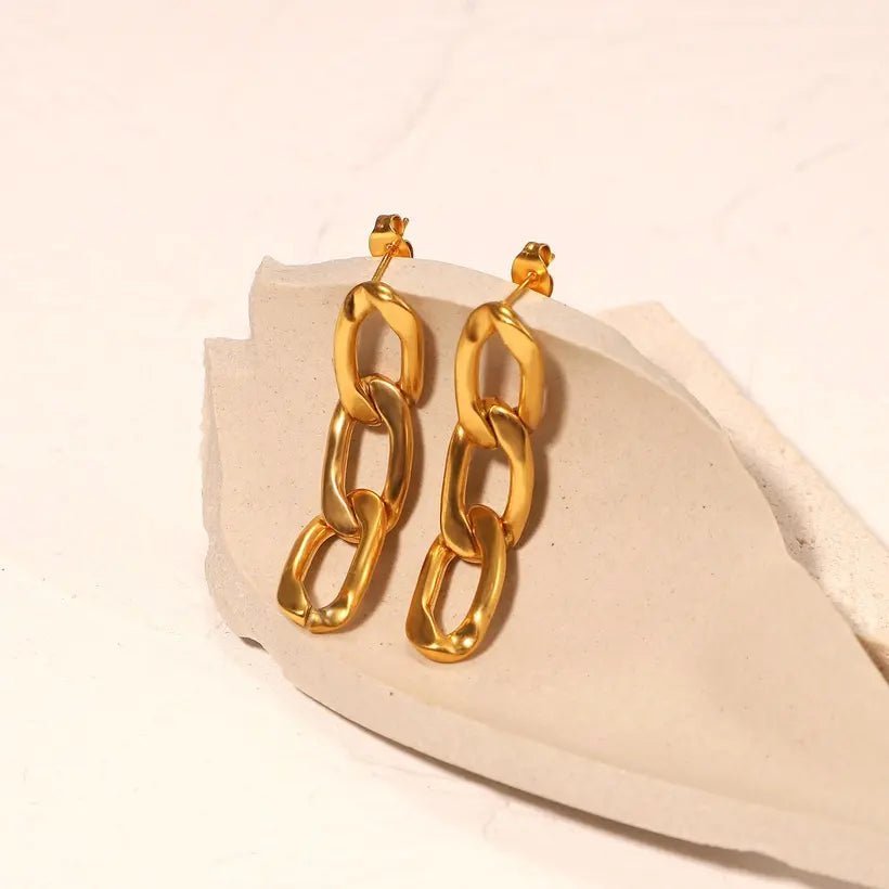 Chained - Tarnish Proof 18k Gold Stainless Steel earrings - SASSYNESS