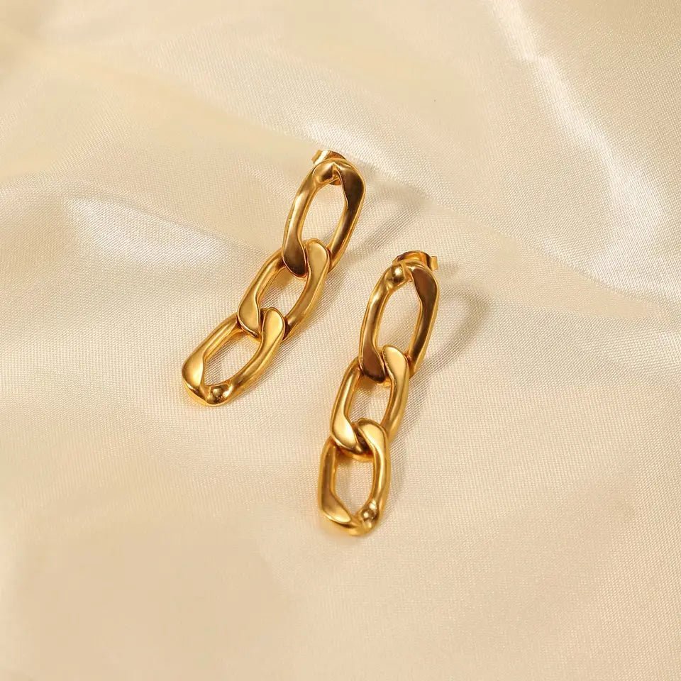 Chained - Tarnish Proof 18k Gold Stainless Steel earrings - SASSYNESS