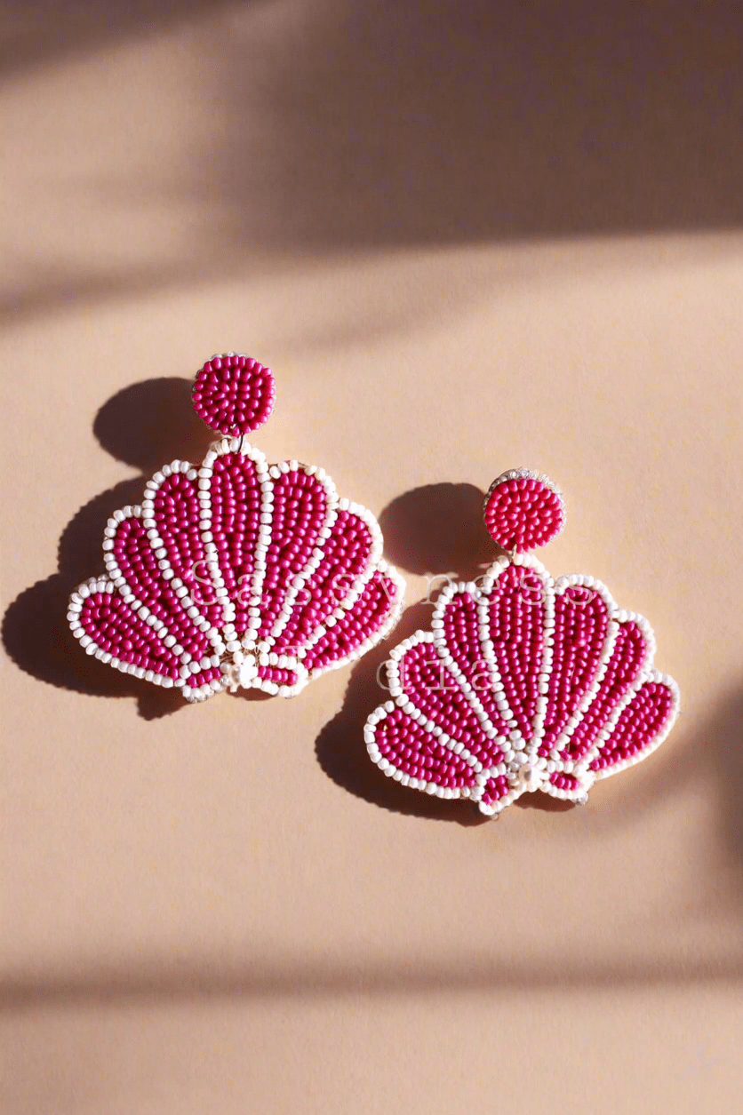 Daisy pink floral beaded handmade earrings - SASSYNESS