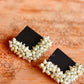 Raat Rani - Black fabric pearl embellished earrings