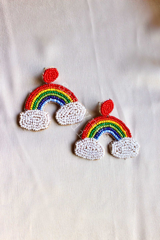 Rainbow beaded handmade earrings