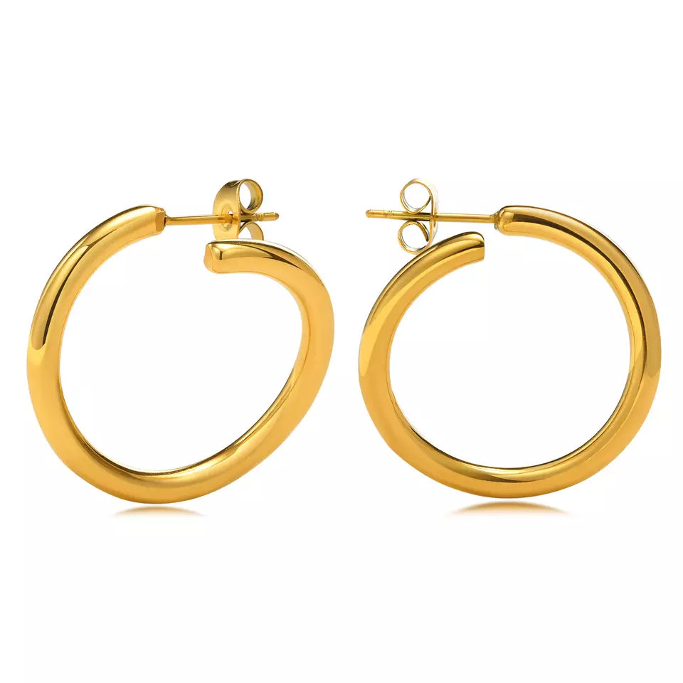 hoops anti tarnish 18k gold stainless steel waterproof hypoallergenic earrings