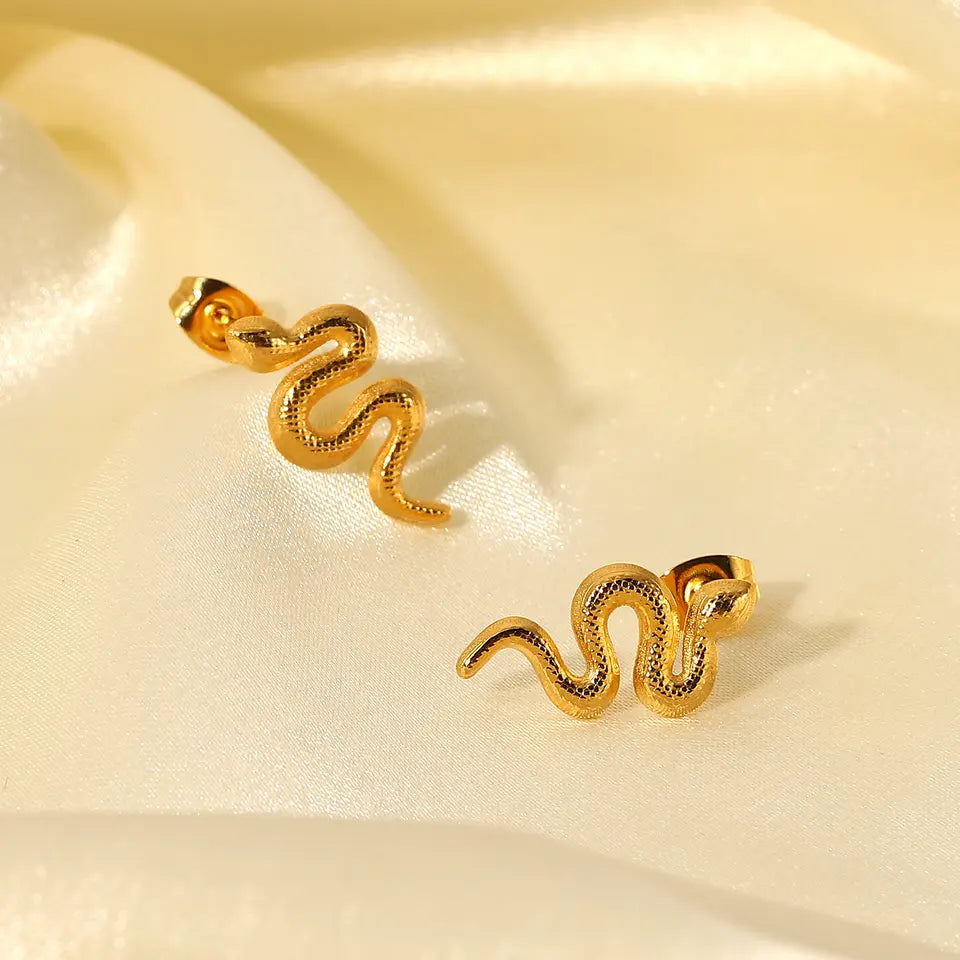 Real gold best sale snake earrings