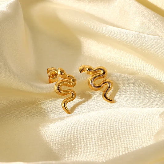 snake anti tarnish 18k gold stainless steel waterproof hypoallergenic earrings