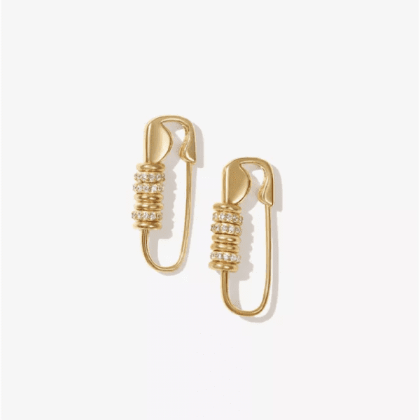 safety pin hoops anti tarnish 18k gold stainless steel waterproof hypoallergenic earrings